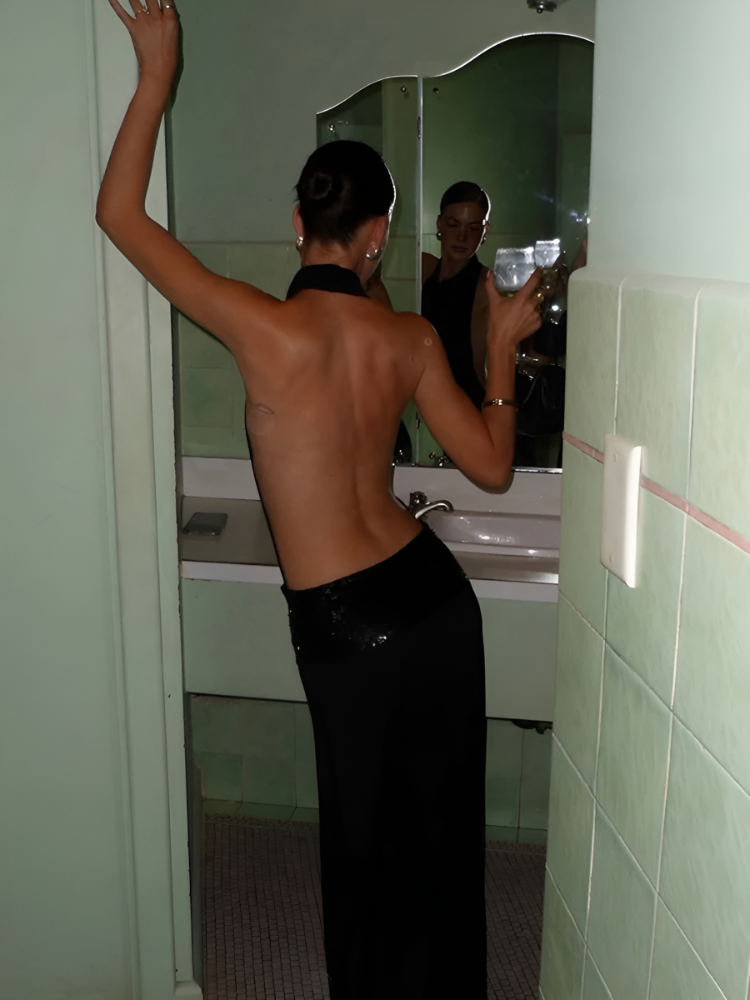 Silken Drape Backless Maxi Dress