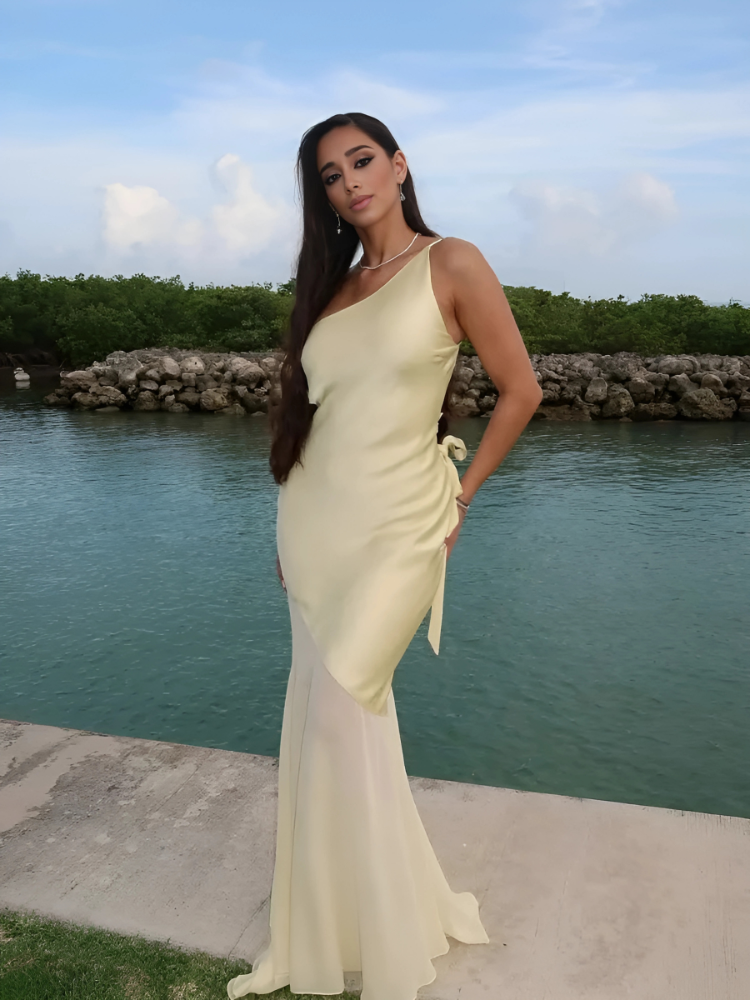 Sculpted Elegance One-Shoulder Maxi