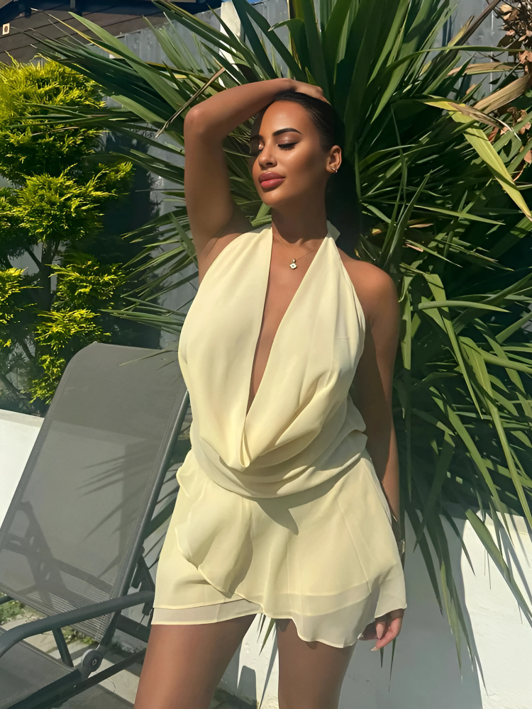 Whisper Lace Draped Mini Dress