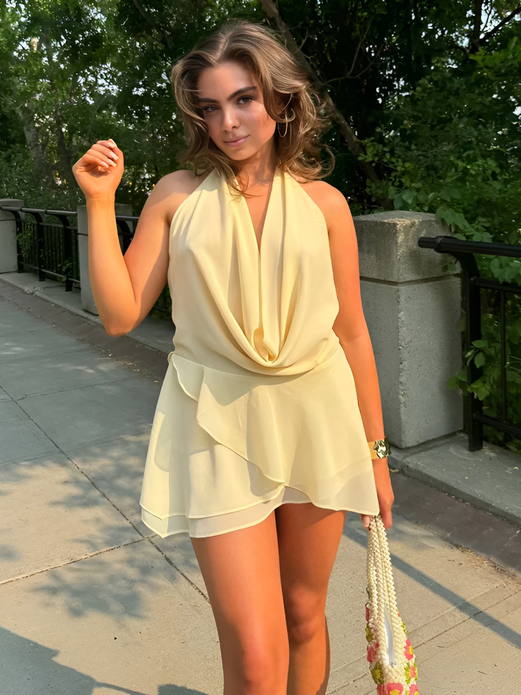 Whisper Lace Draped Mini Dress