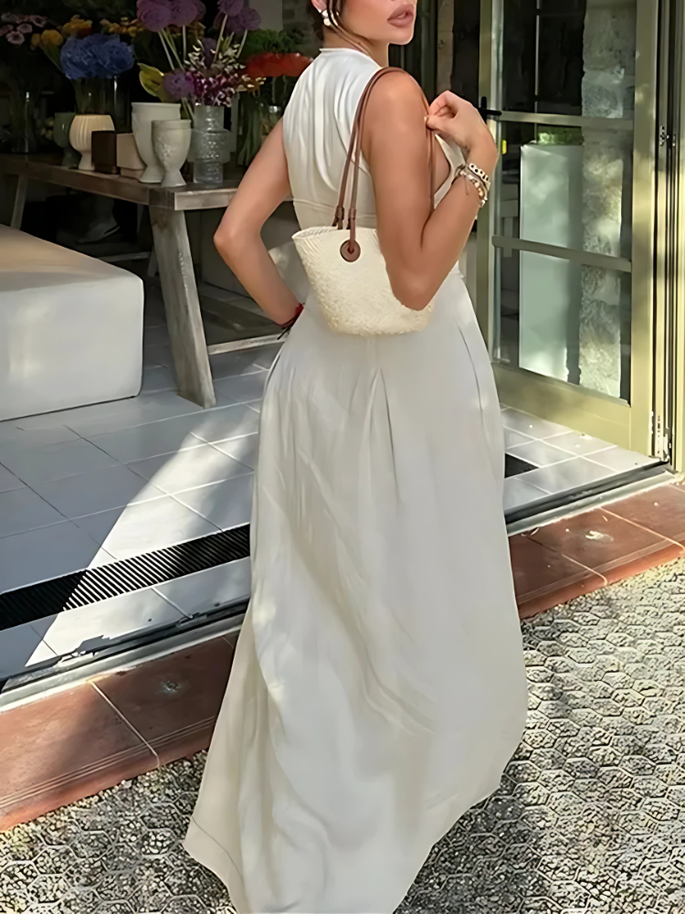 Contour Zip Pleated Maxi Dress
