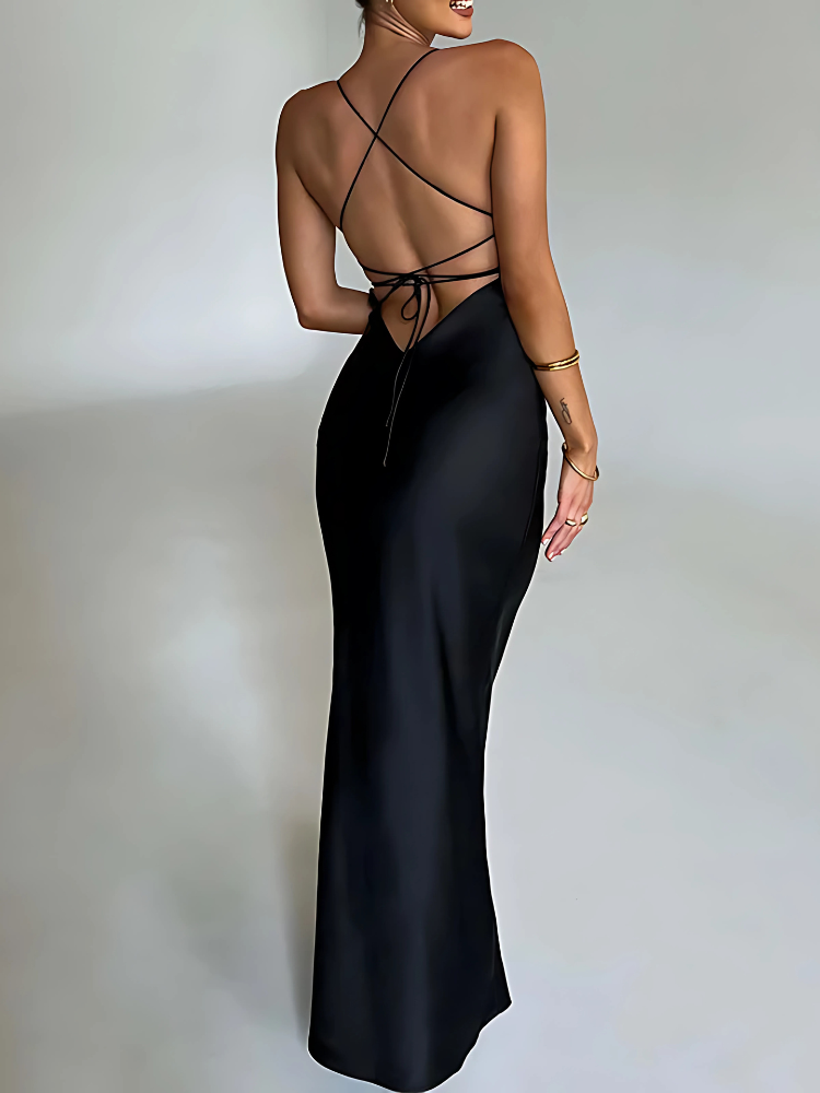 Sensual satin dress with thin straps