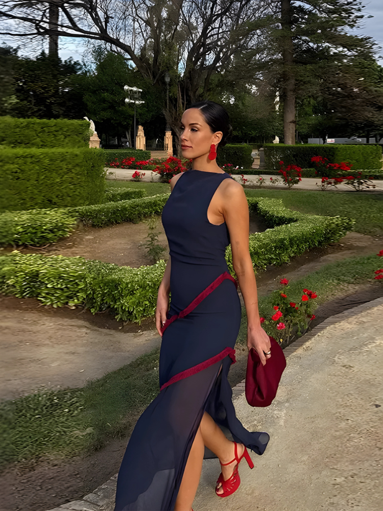 Ethereal Grace – Sleeveless Empire Slit Dress