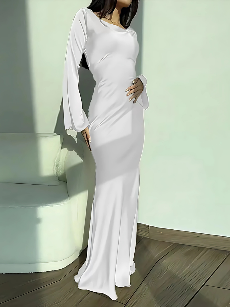 Elegant Lace-Up Flare Sleeve Maxi Dress