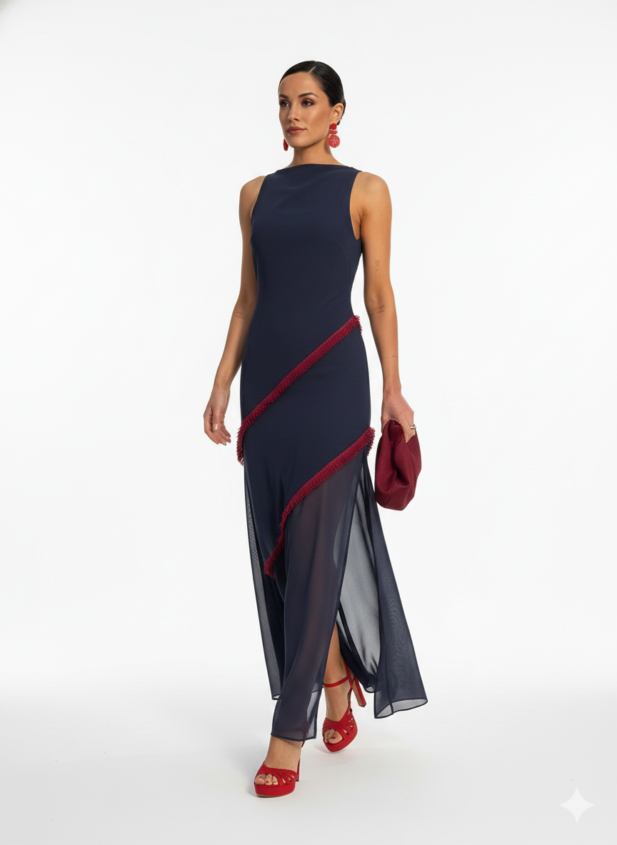 Ethereal Grace – Sleeveless Empire Slit Dress