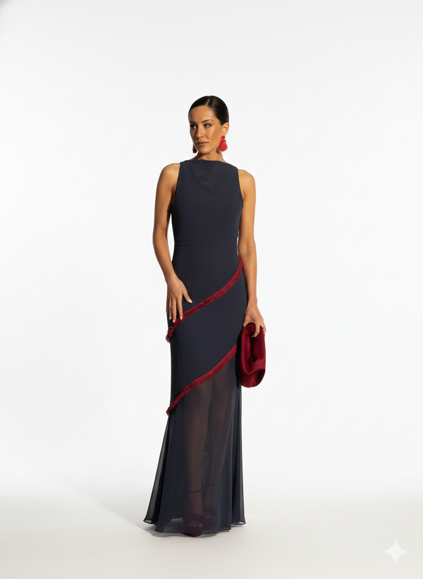 Ethereal Grace – Sleeveless Empire Slit Dress