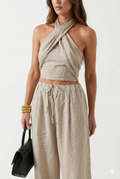 Khaki Halter Luxe Streetwear Set