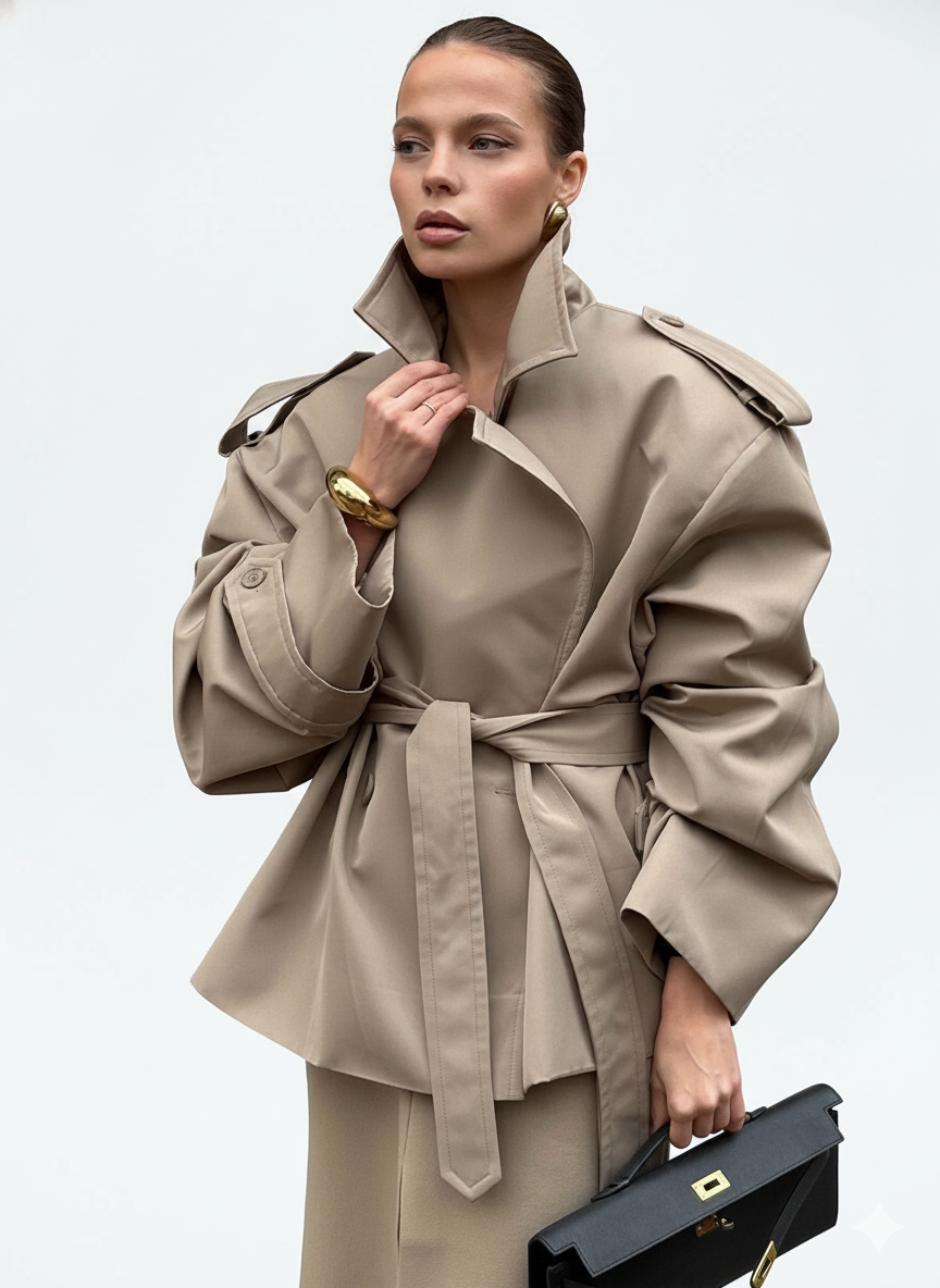 Beige Oversized Belted Trench – Effortless Street Elegance