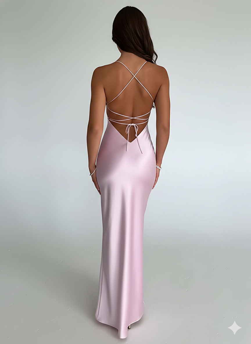 Sensual satin dress with thin straps