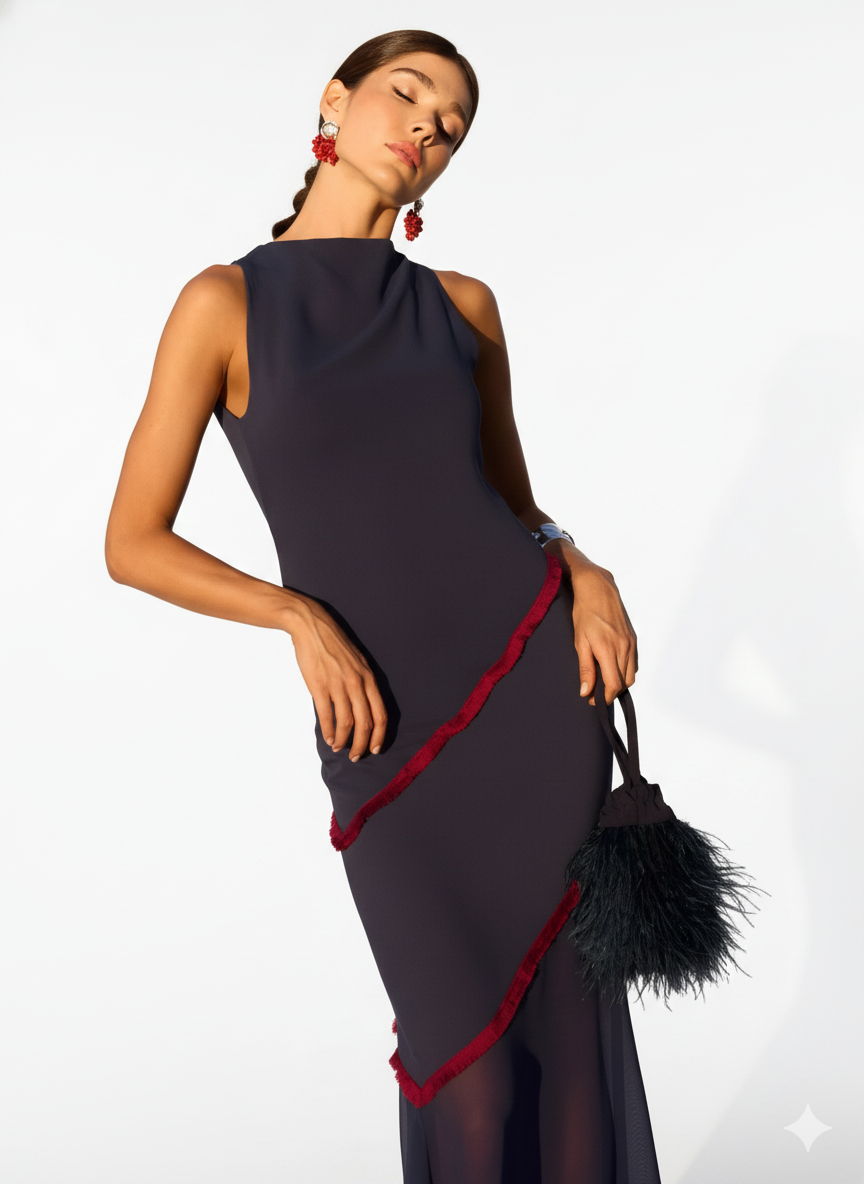 Ethereal Grace – Sleeveless Empire Slit Dress