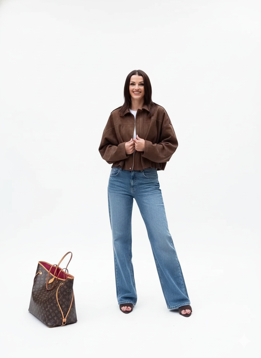 Faux Suede Urban Cropped Jacket