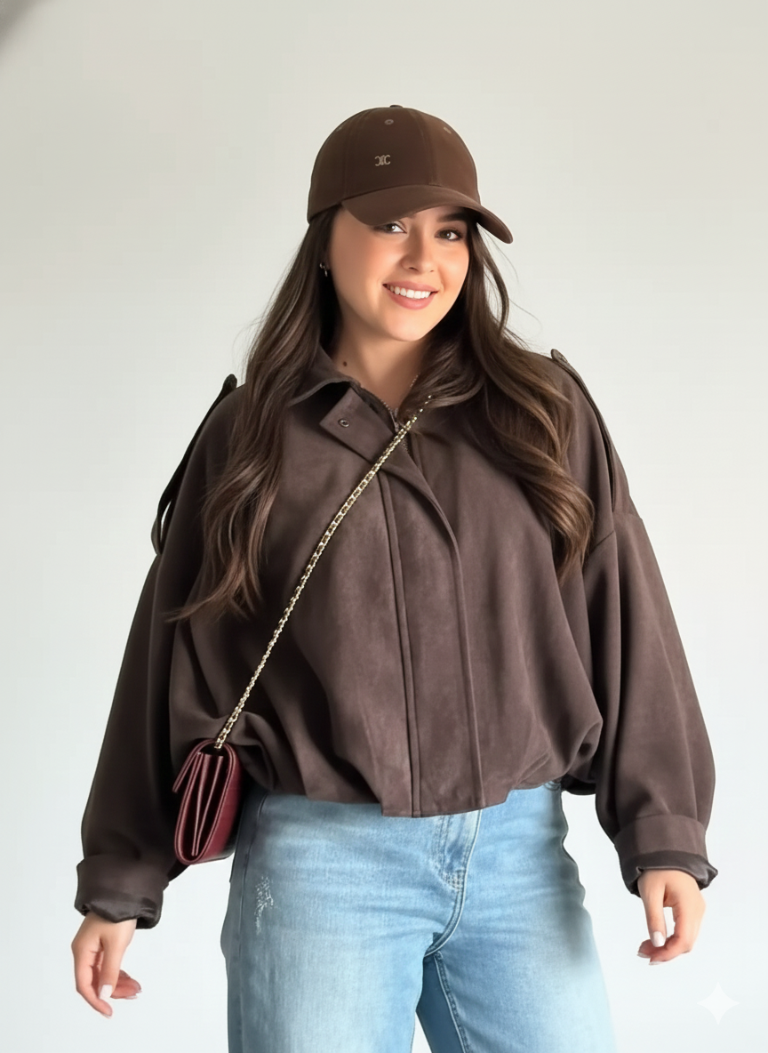 Faux Suede Urban Cropped Jacket