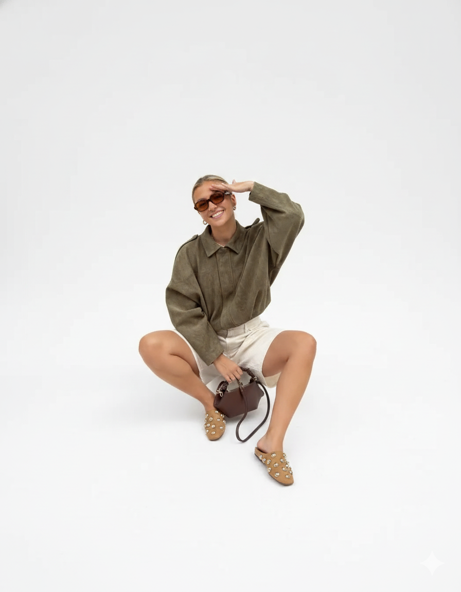 Faux Suede Urban Cropped Jacket