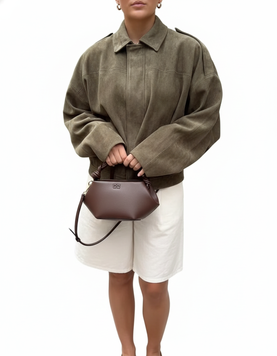 Faux Suede Urban Cropped Jacket