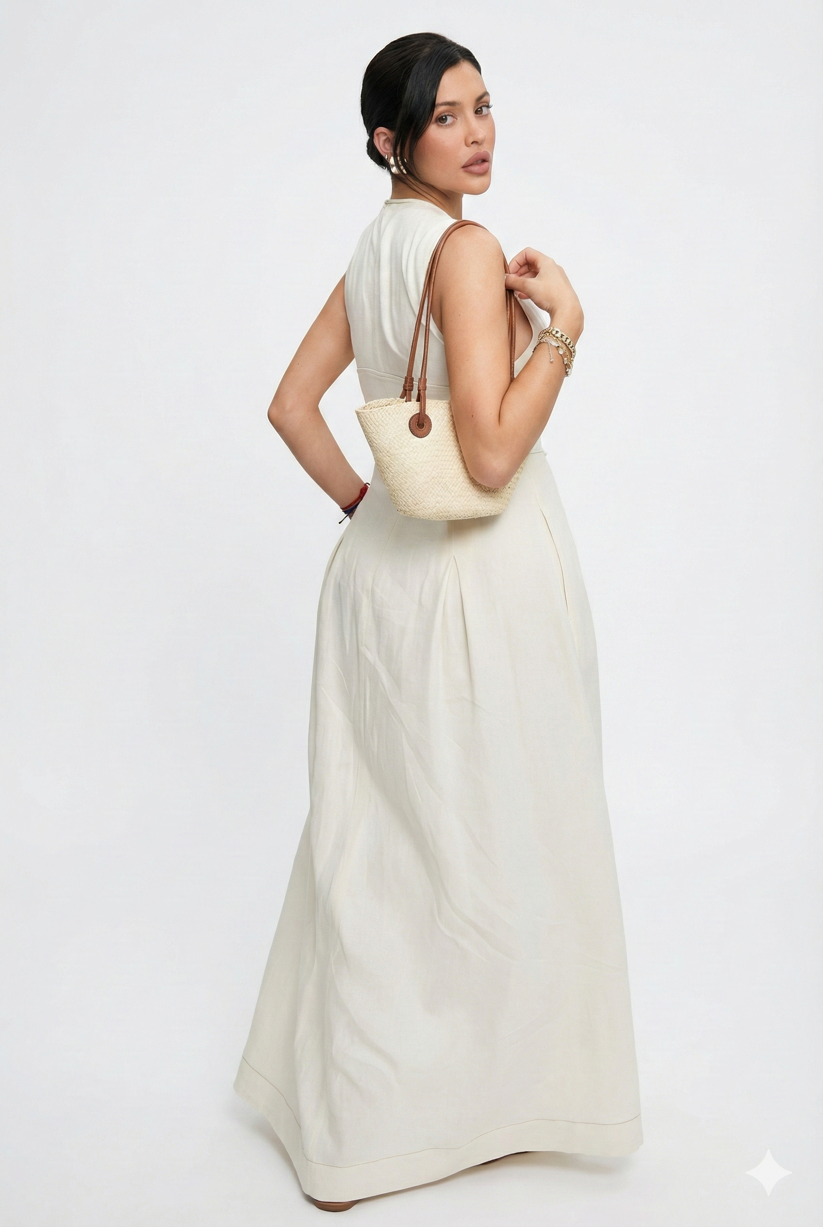 Contour Zip Pleated Maxi Dress