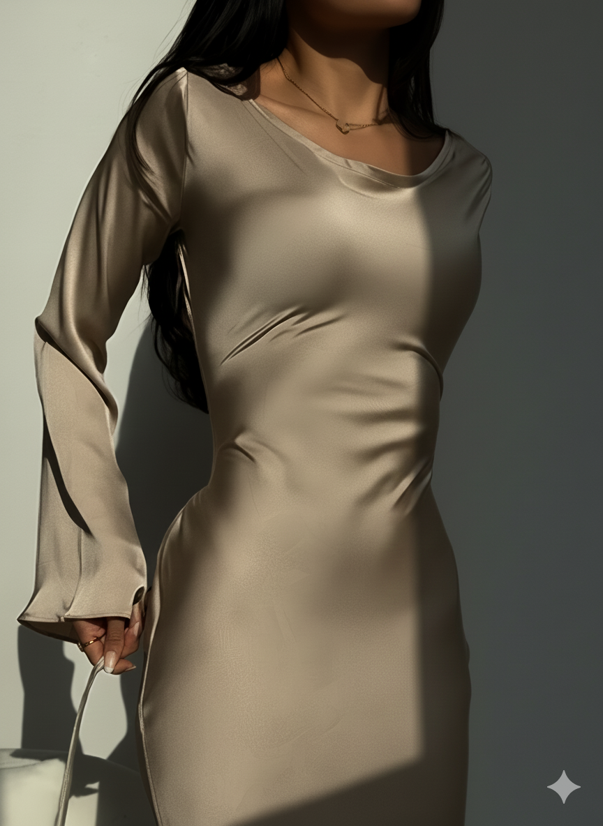 Elegant Lace-Up Flare Sleeve Maxi Dress