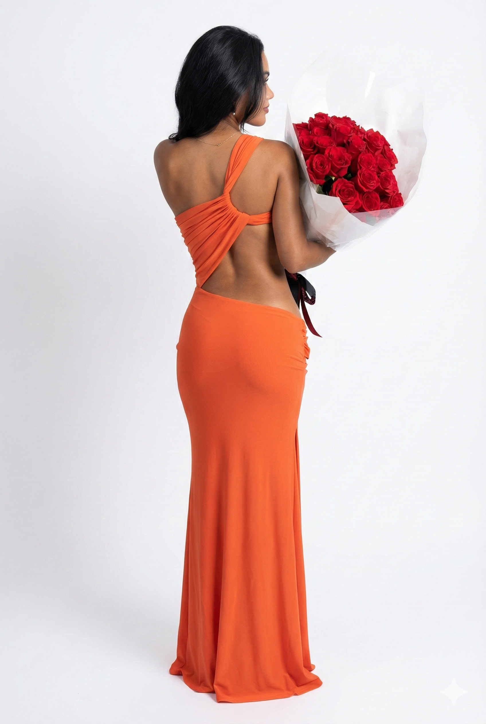 Midnight Asymmetry Tassel Dress