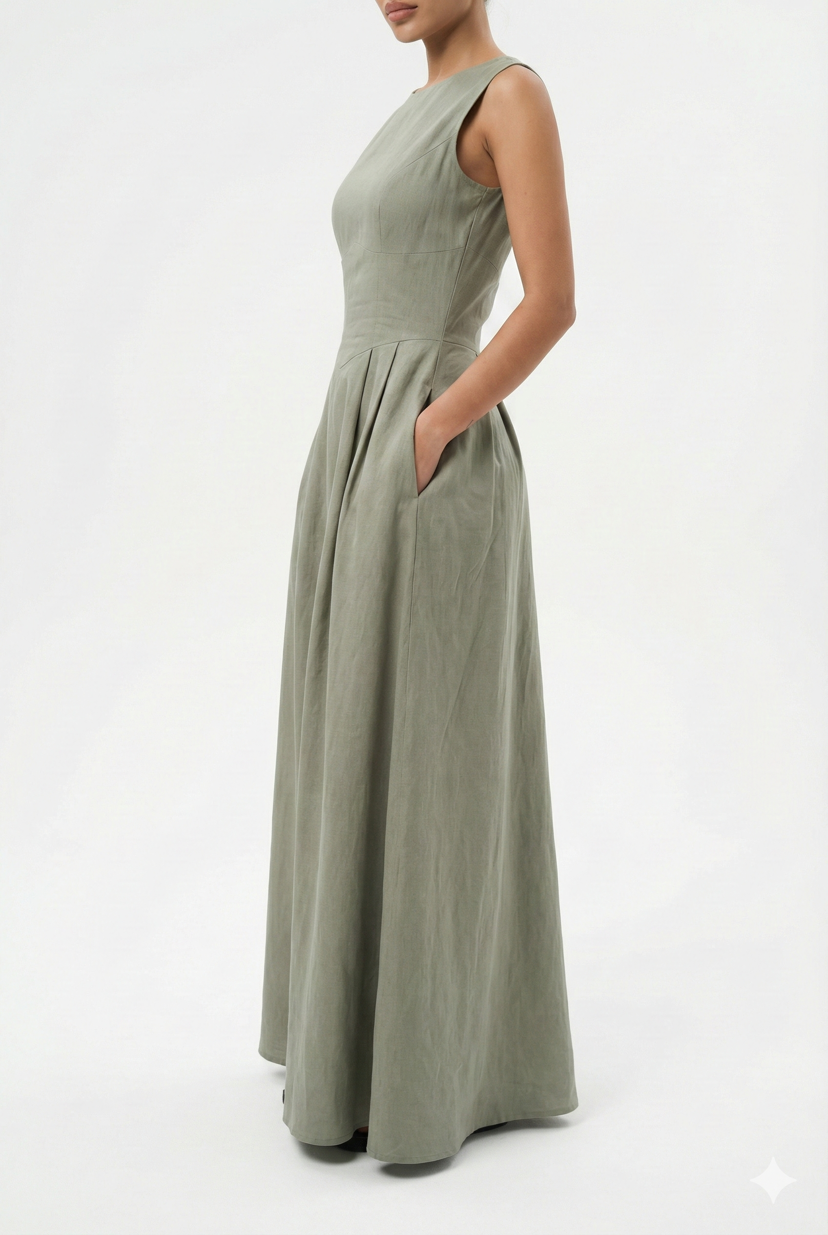 Contour Zip Pleated Maxi Dress