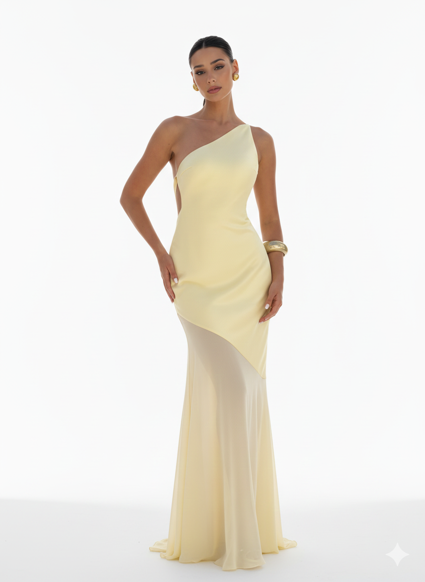 Sculpted Elegance One-Shoulder Maxi