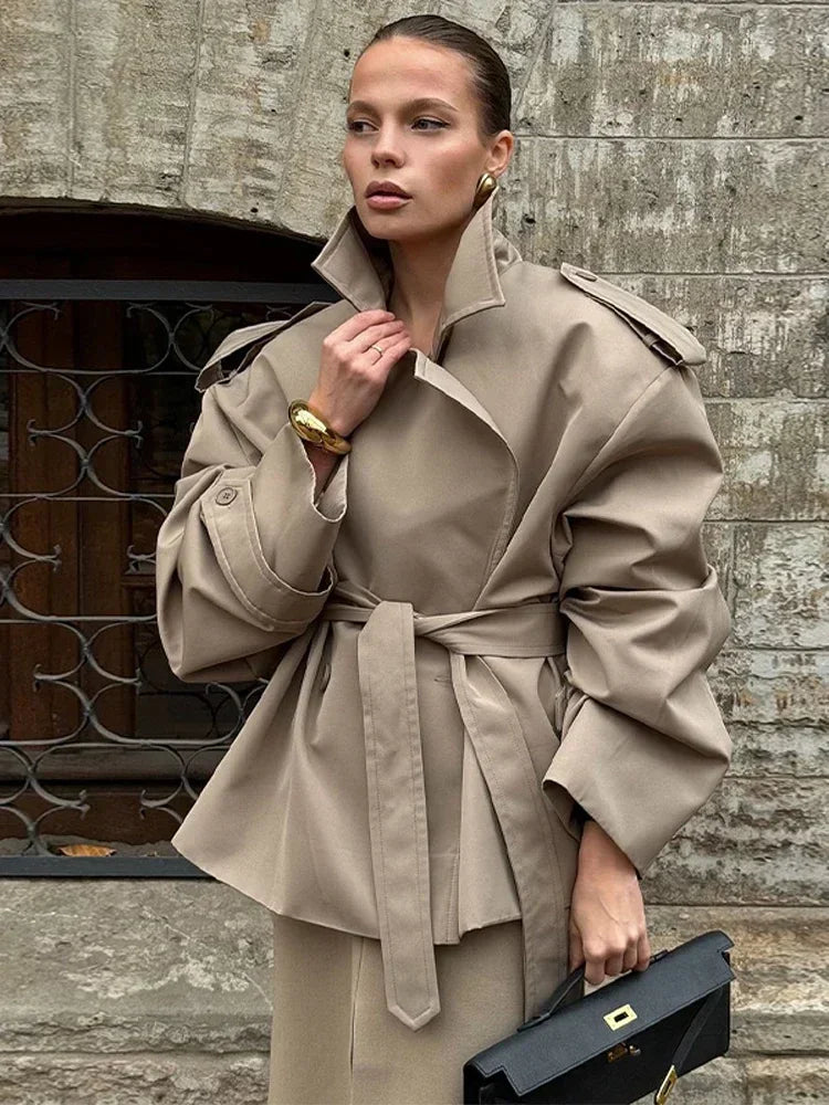 Beige Oversized Belted Trench – Effortless Street Elegance