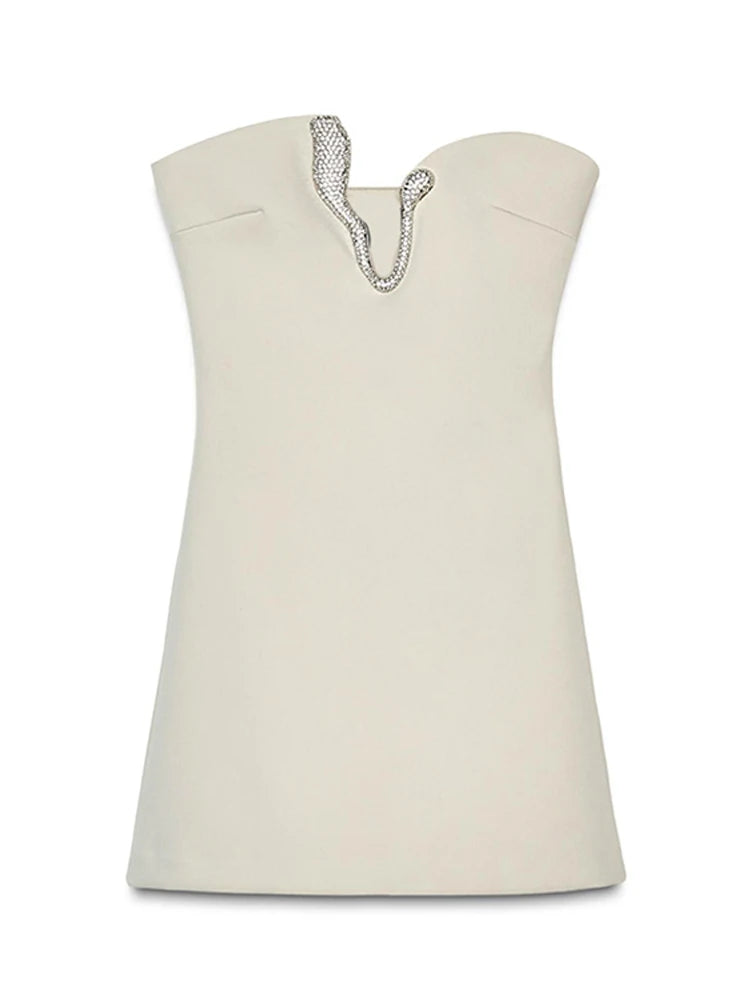 Asymmetric Rhinestone Luxe Skirt Set