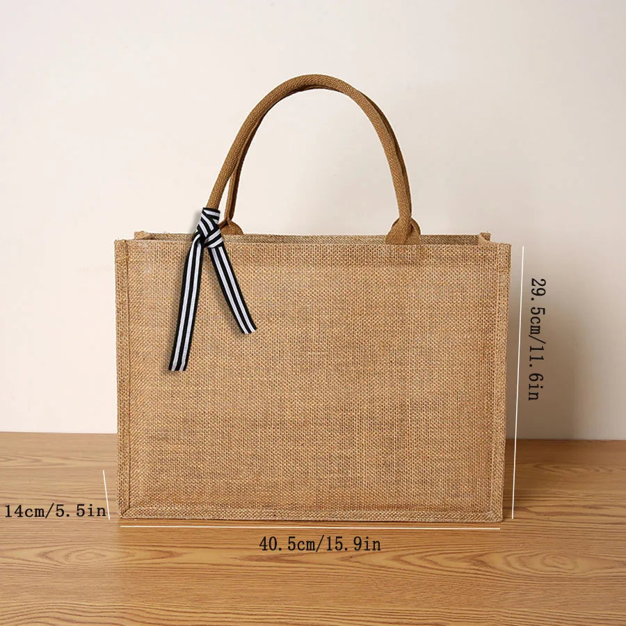 New fashion simple large capacity men's tote bag  zipper linen ribbon handbag  daily outing student handbag
