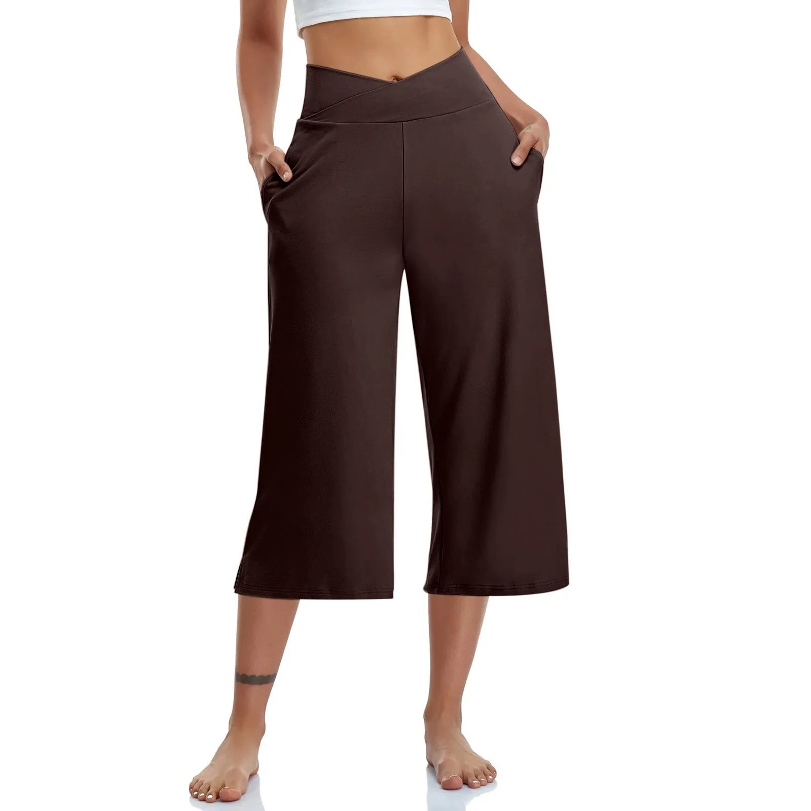 High Waist Wide Leg Capris
