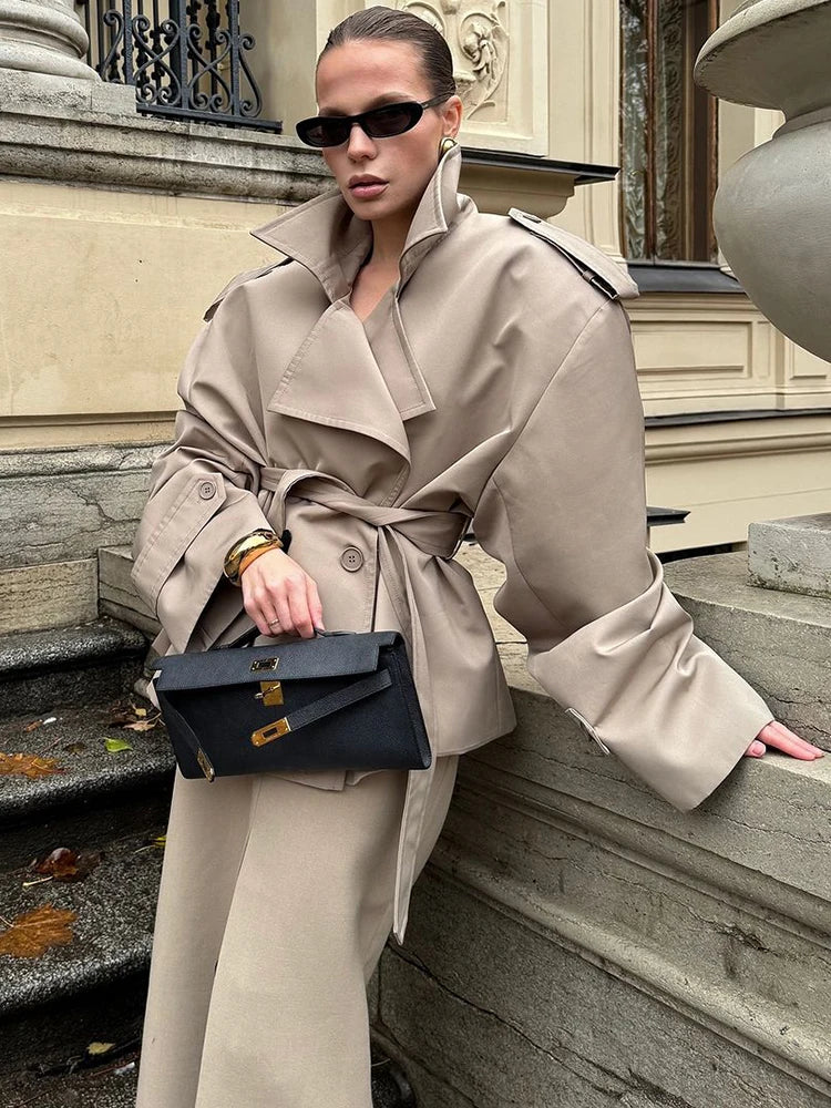 Beige Oversized Belted Trench – Effortless Street Elegance