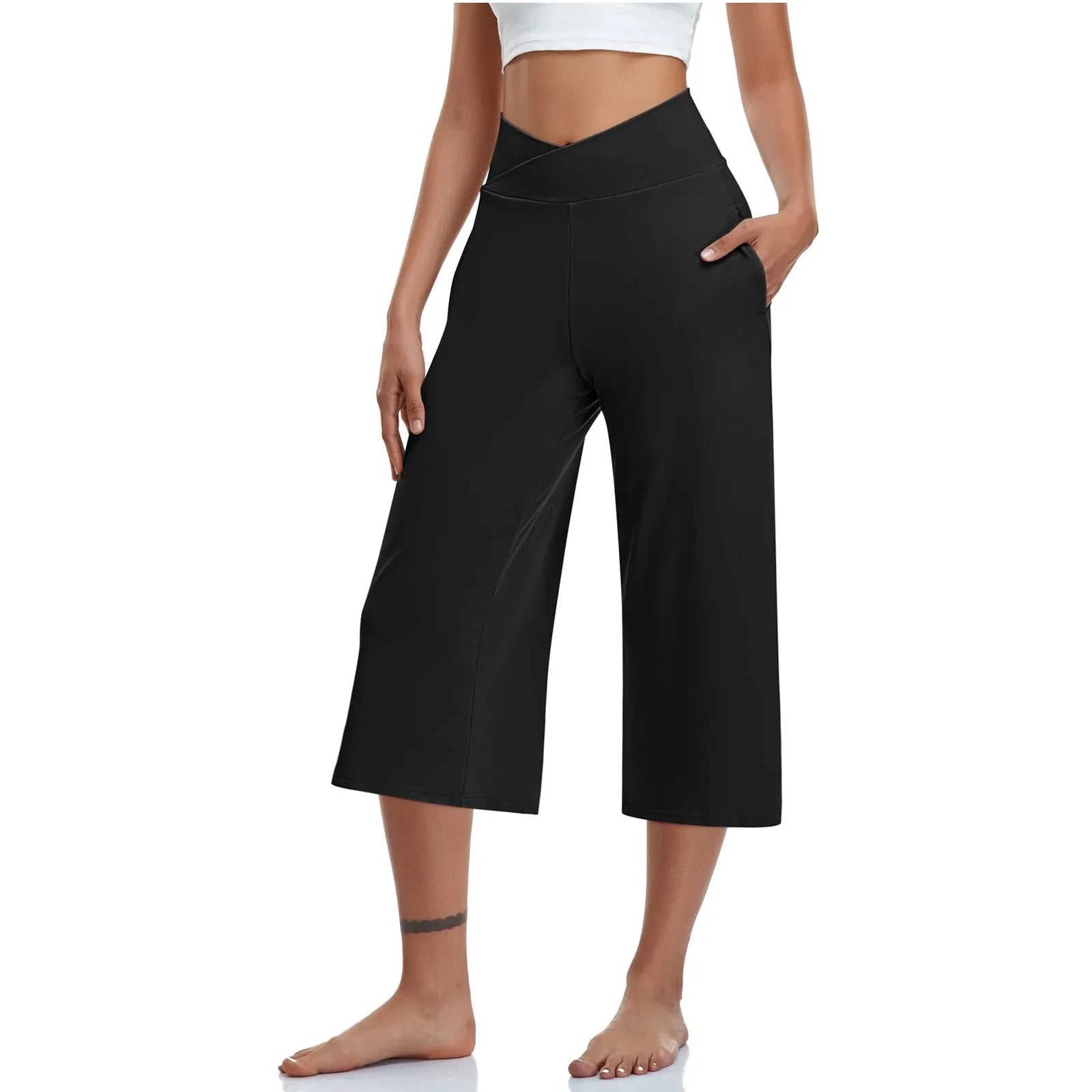 High Waist Wide Leg Capris