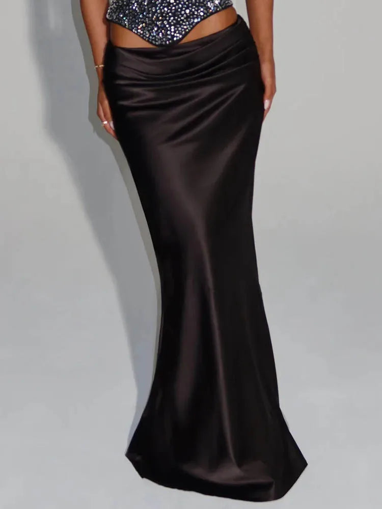 Satin Sparkle Scarf-Collar Maxi Set