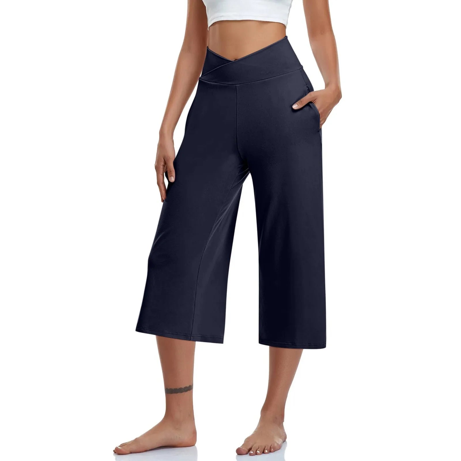 High Waist Wide Leg Capris