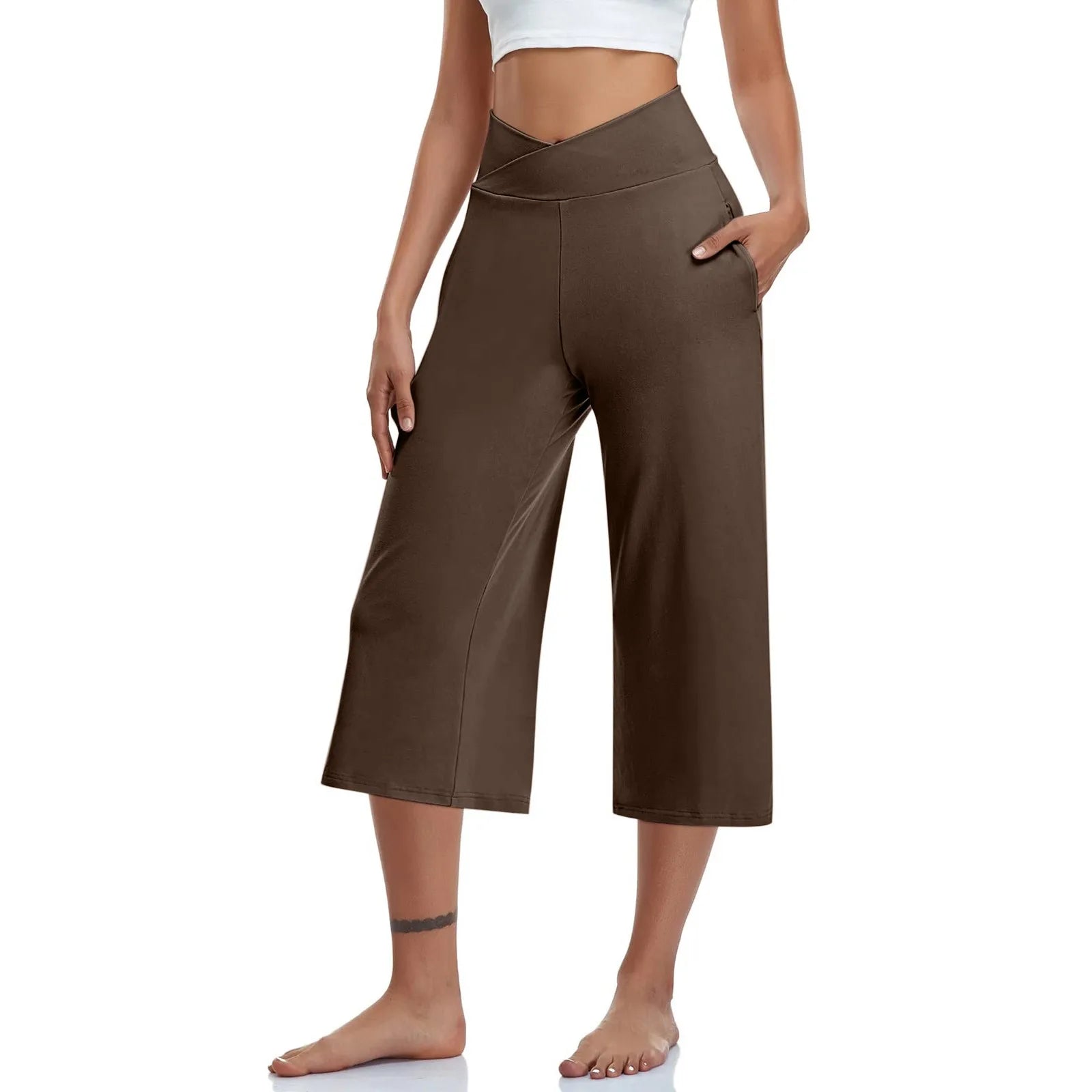 High Waist Wide Leg Capris