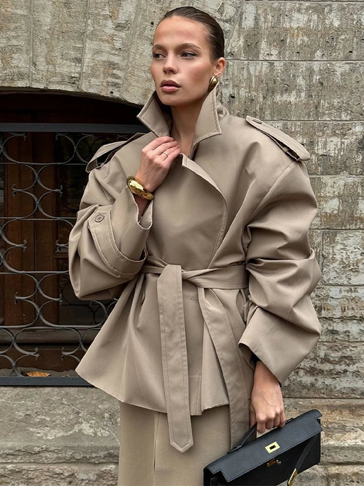 Beige Oversized Belted Trench – Effortless Street Elegance