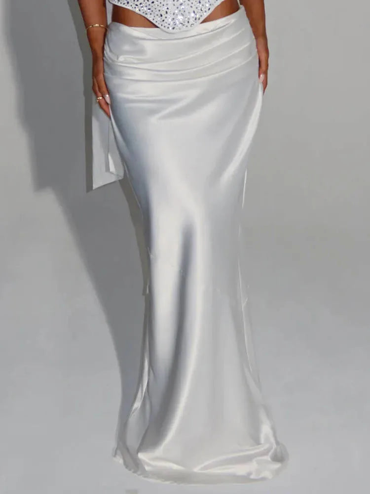 Satin Sparkle Scarf-Collar Maxi Set