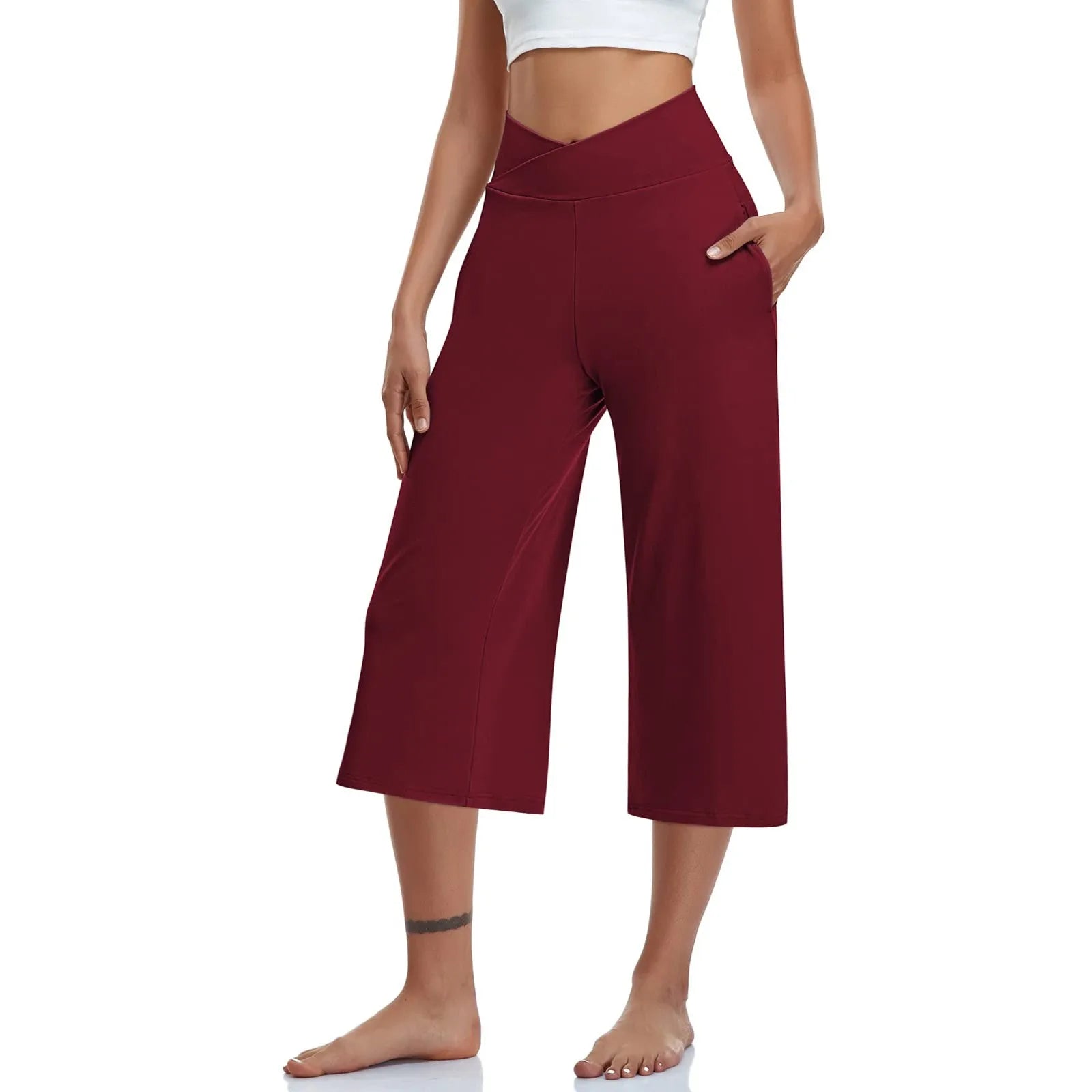 High Waist Wide Leg Capris