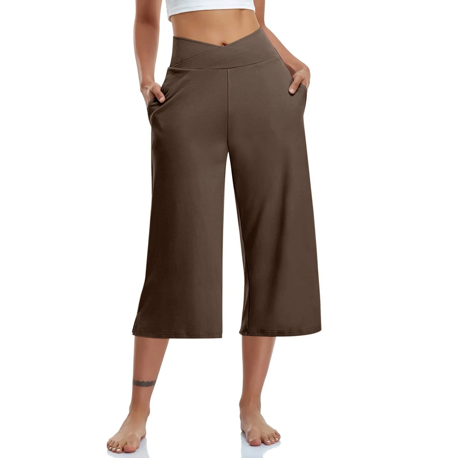 High Waist Wide Leg Capris