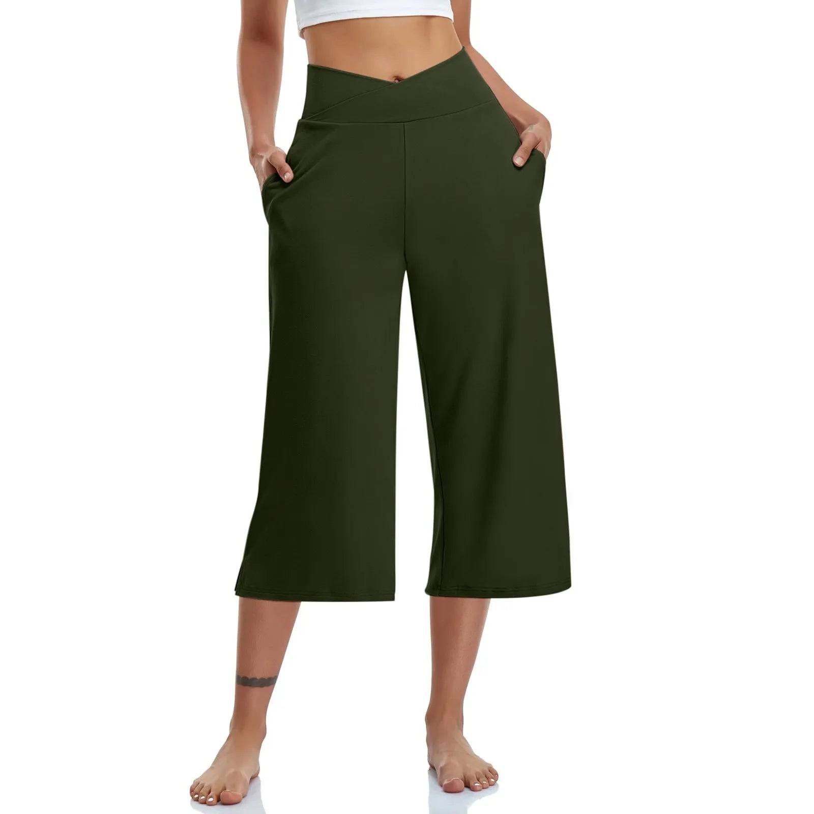 High Waist Wide Leg Capris