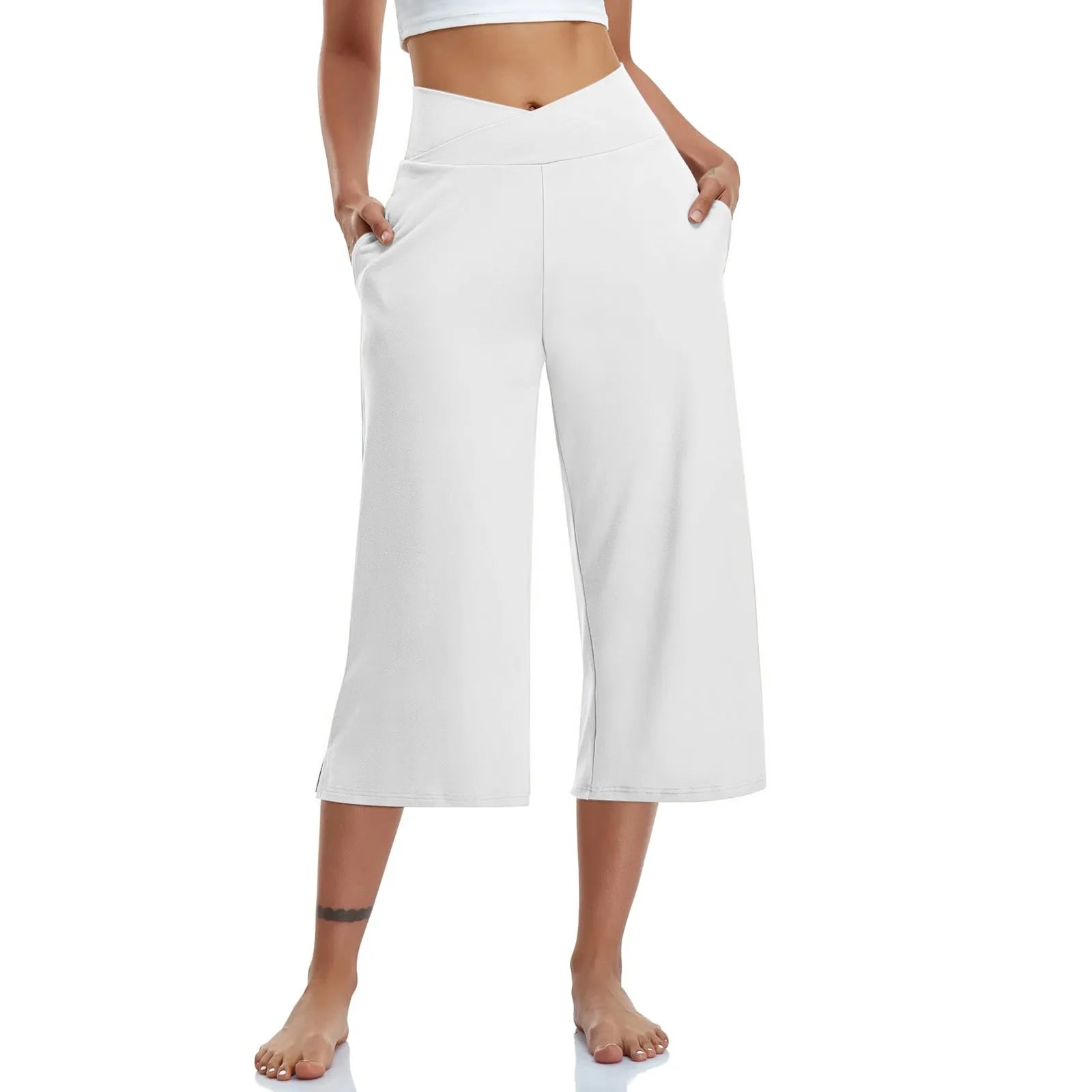 High Waist Wide Leg Capris