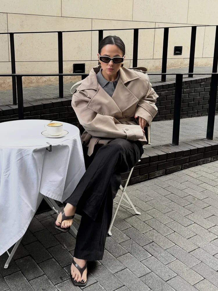 Beige Oversized Belted Trench – Effortless Street Elegance