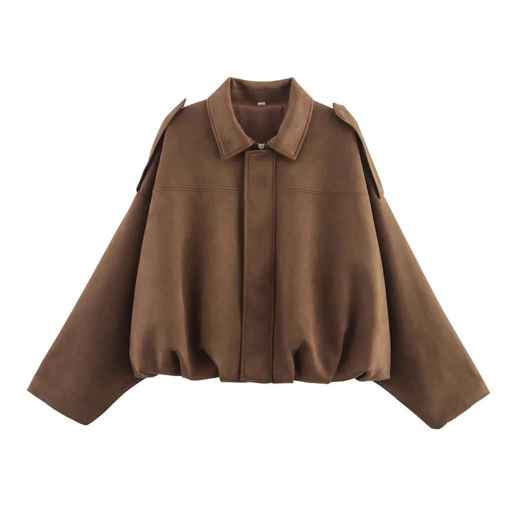 Faux Suede Urban Cropped Jacket