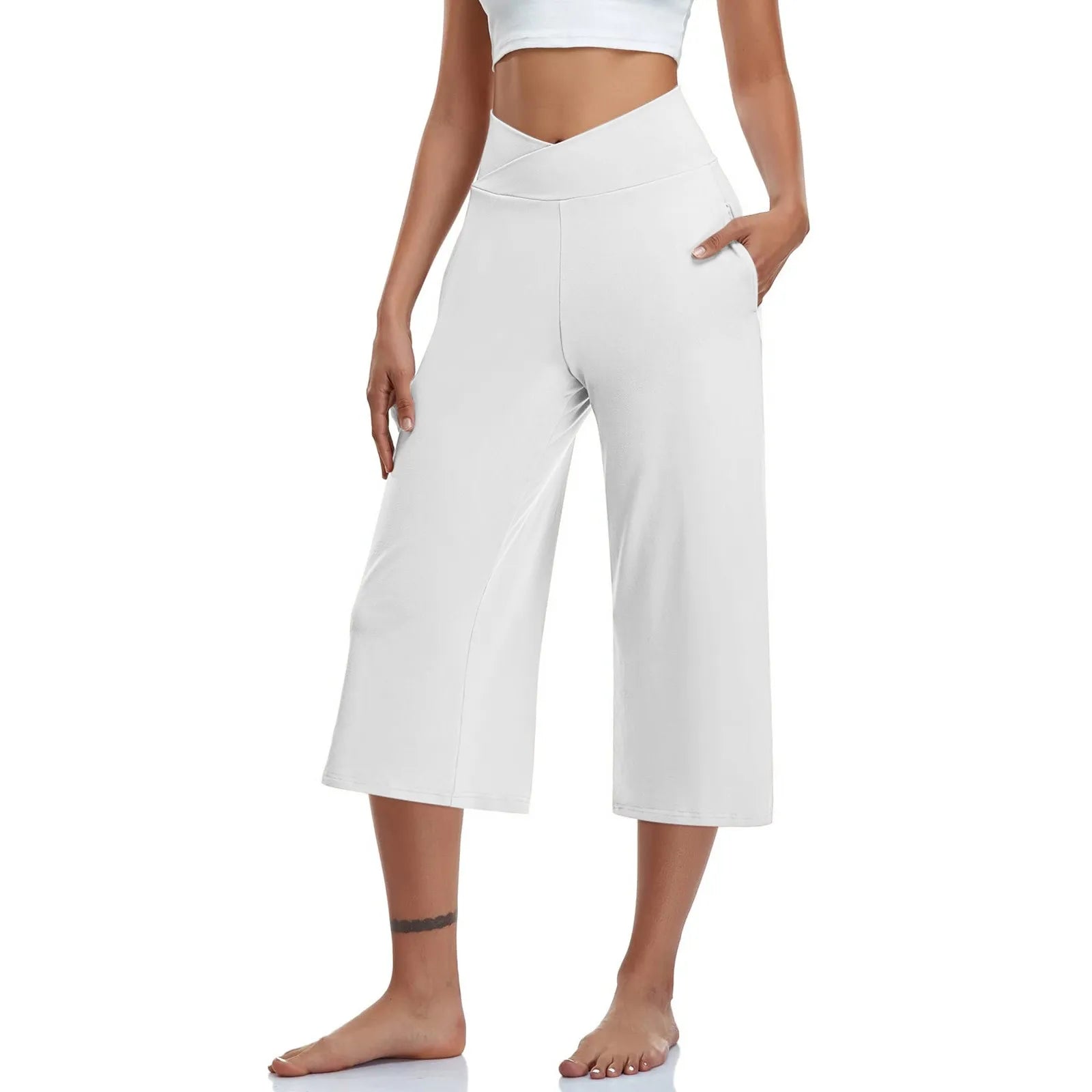 High Waist Wide Leg Capris
