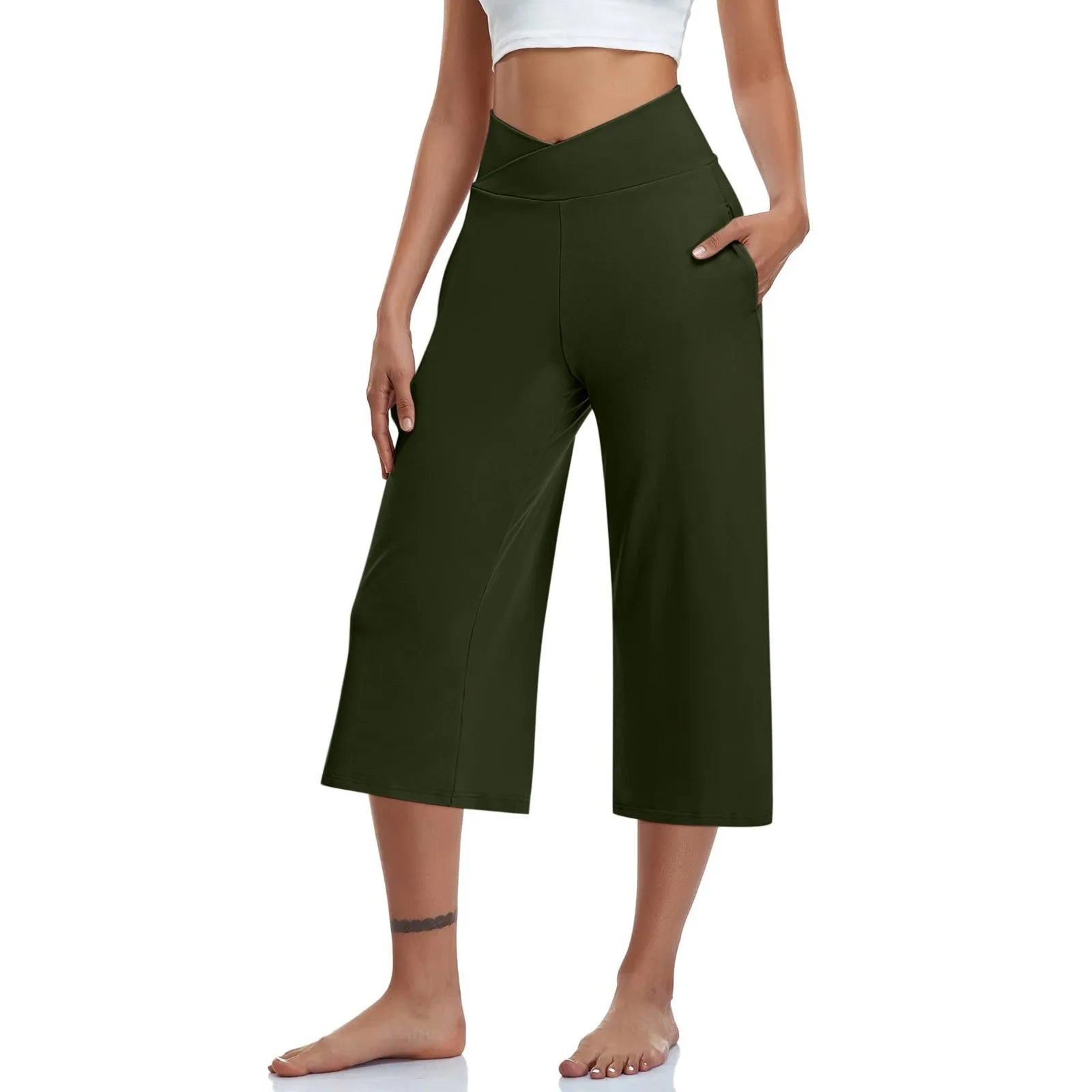 High Waist Wide Leg Capris