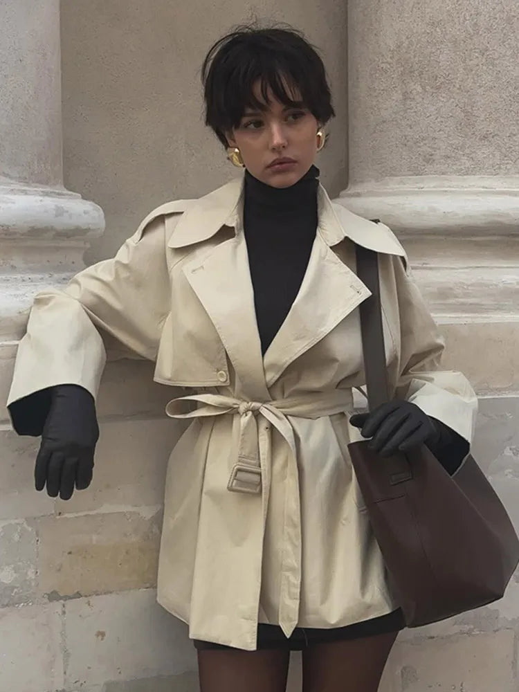 Beige Oversized Belted Trench – Effortless Street Elegance