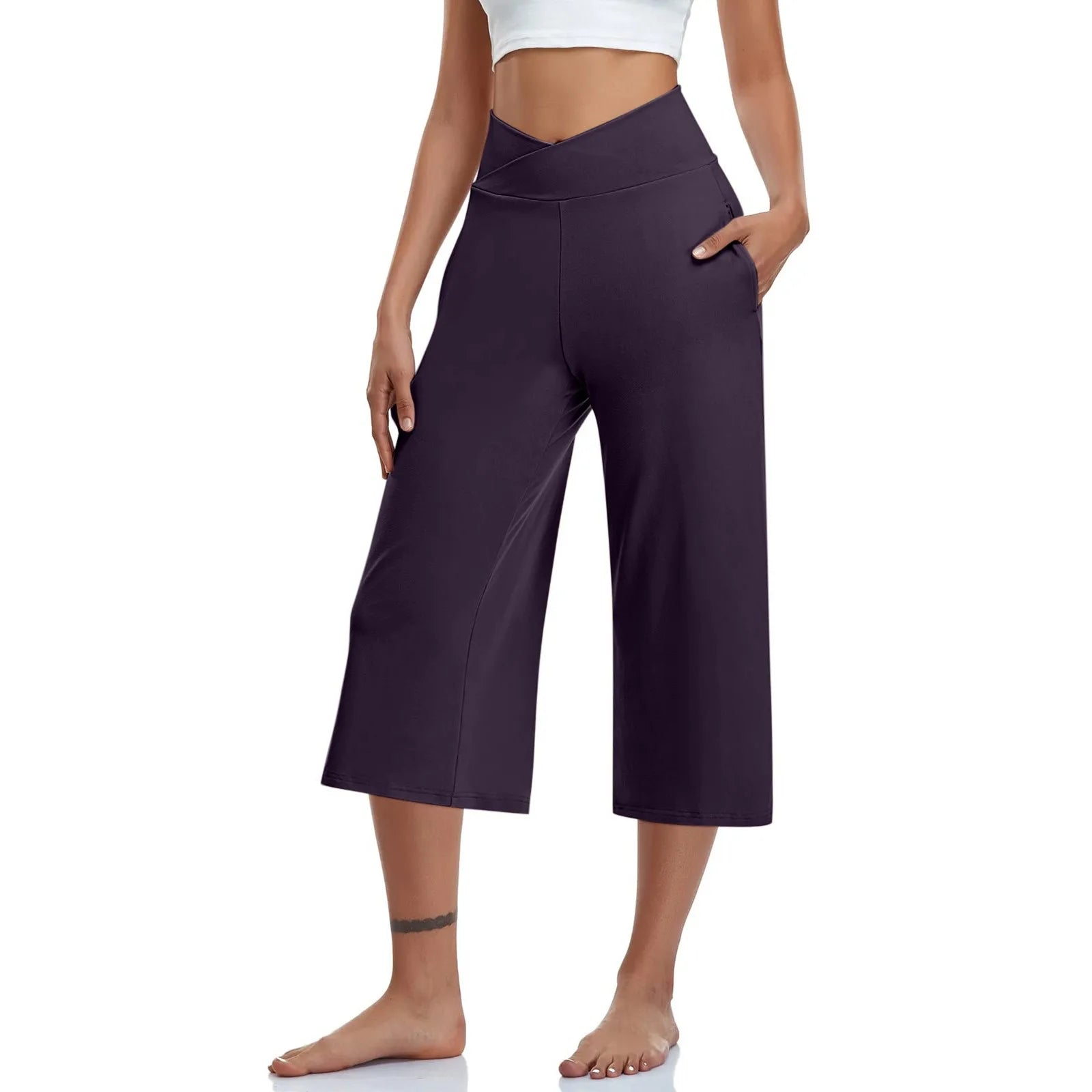 High Waist Wide Leg Capris