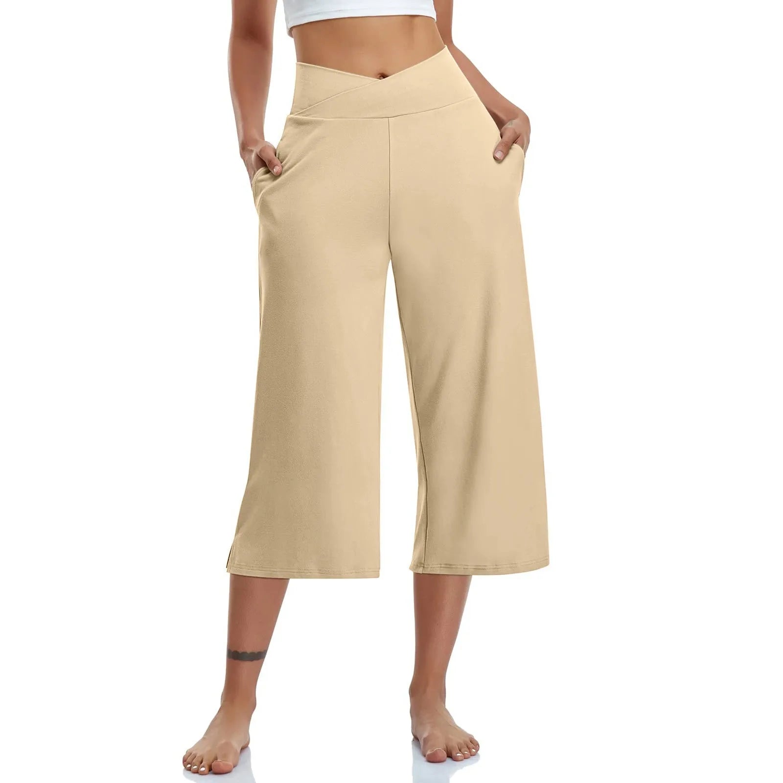 High Waist Wide Leg Capris