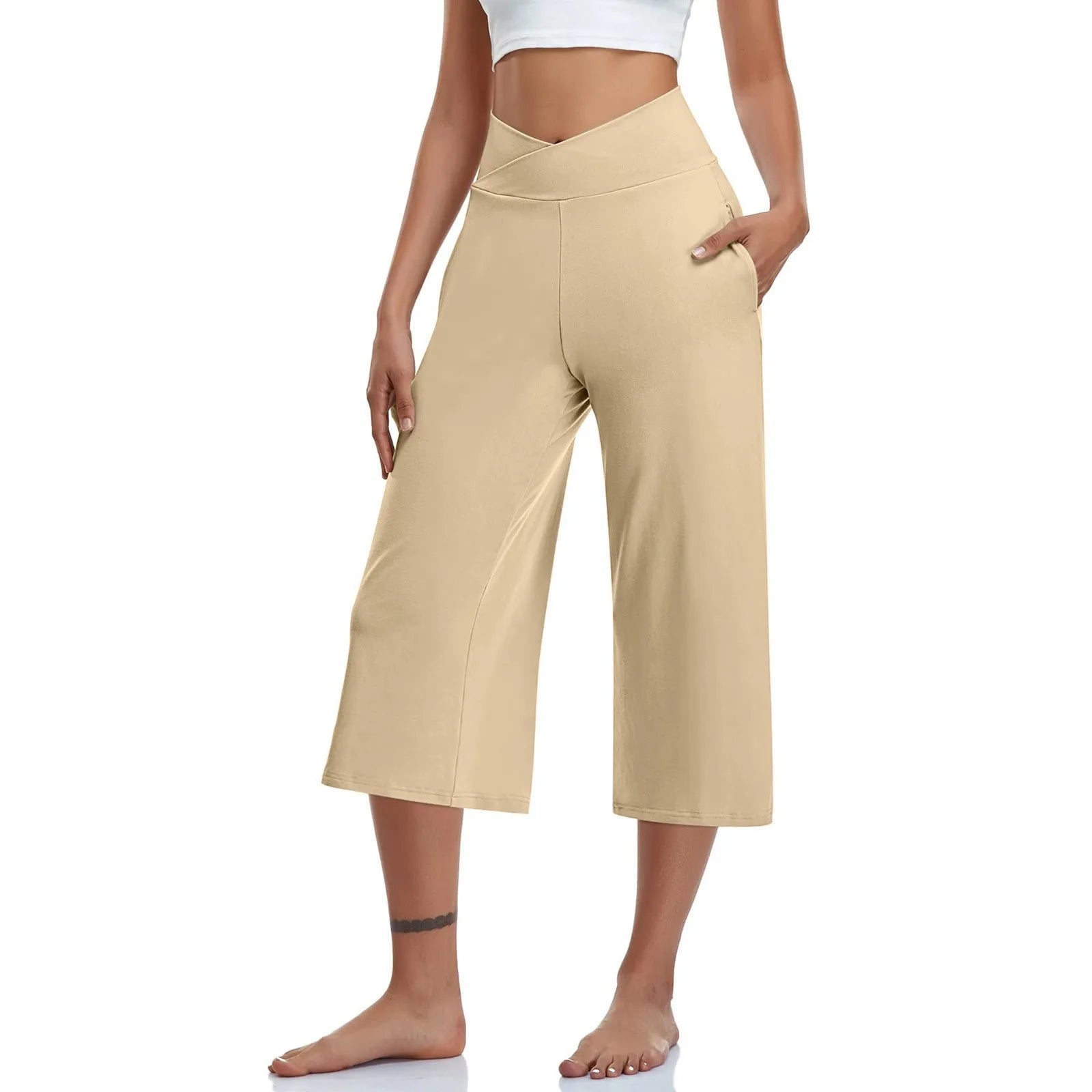 High Waist Wide Leg Capris