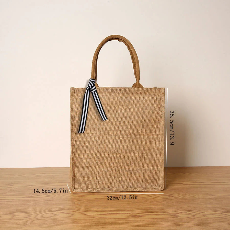 New fashion simple large capacity men's tote bag  zipper linen ribbon handbag  daily outing student handbag
