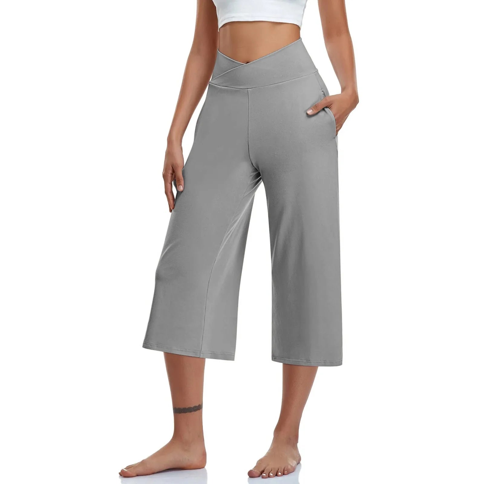 High Waist Wide Leg Capris
